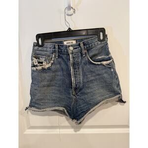 Agolde Dee Vintage Distressed Denim Shorts Button Fly, Size 25